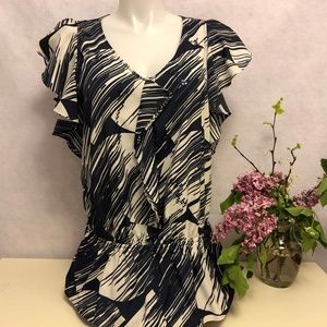 Lane Bryant Women's 18W White & Navy Blouse